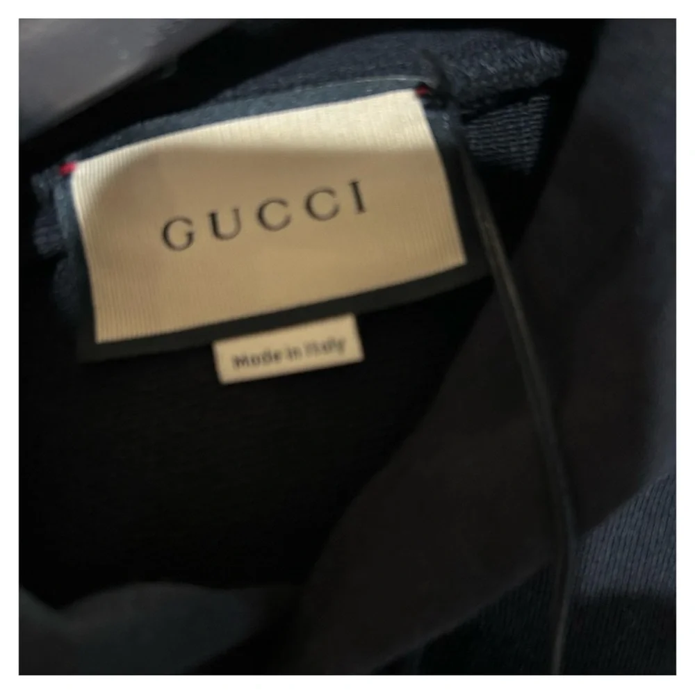 Gucci mirrored print jersey, cotton hoodie size large made in Italy
